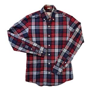 J.Crew Slim Fit Cotton Plaid Button Down Shirt Red Navy Blue Size X-Small